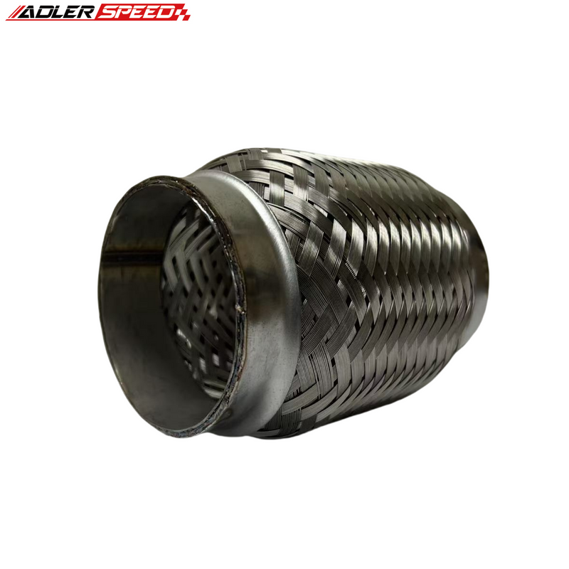 US SHIPPING 2" ID x 4" Length Exhaust Flex Pipe Heavy Duty Stainless Steel Double Braided