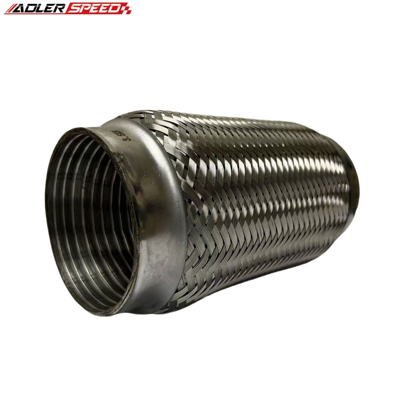 US SHIP 3.5" ID Exhaust Flex Pipe 3.5" x 8" Heavy Duty Stainless Coupling Interlock