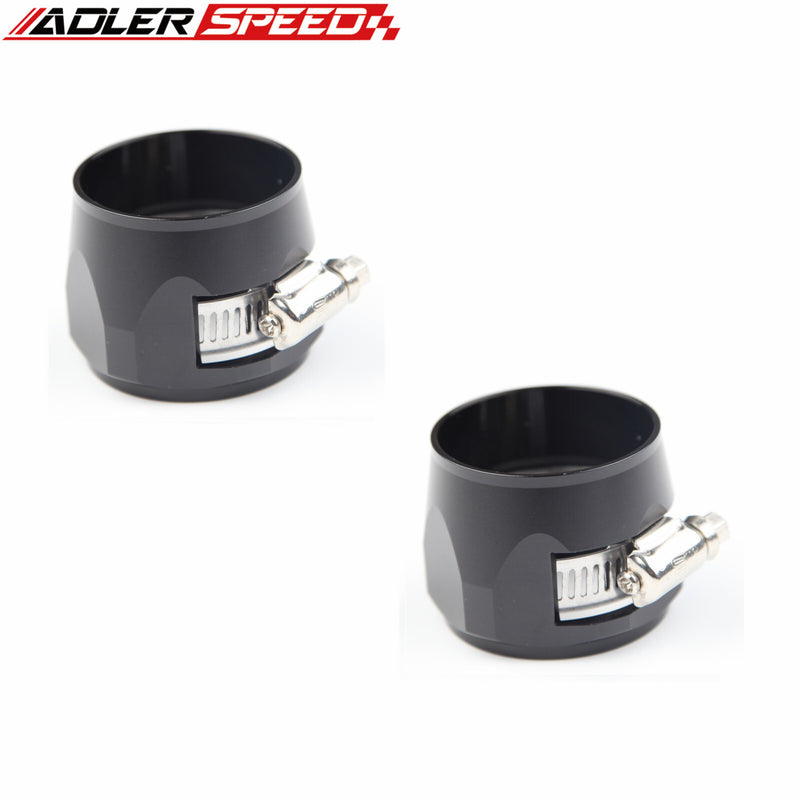 US SHIP !  2PCS AN24 -24AN BLACK Fuel Line HEX Finishers Aluminum Hose Clamp Finisher US.