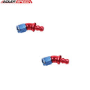 US SHIP ! ADLERSPEED 2PCS -6AN AN6 45 Deg Push-Lock One Piece Hose End Fitting Adapter Red/Blue