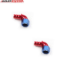 US SHIP  ! ADLERSPEED 2PCS 90 Degree -10AN AN10 Push-Lock One Piece Hose End Aluminum Adapter Red/Blue