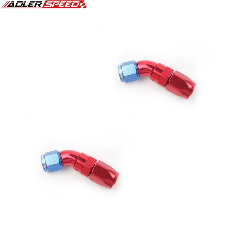 US SHIP ! ADLERSPEED  2PCS 45 Degree AN6 AN6 Oil/Fuel/Line Hose End Full Flow Fitting Adapter Red/Blue