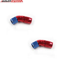 US SHIP ! ADLERSPEED 2PCS -10AN AN10 45 Degree Swivel Hose End Full Flow Fitting Adapter Red/Blue