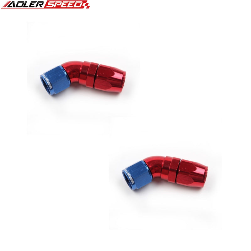 US SHIP ! ADLERSPEED 2PCS -10AN AN10 45 Degree Swivel Hose End Full Flow Fitting Adapter Red/Blue