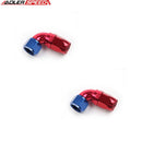 US SHIP ! ADLERSPEED 2PCS 90 Degree -12AN AN12 One Piece Hose End Fuel Fitting Adapter Red/Blue