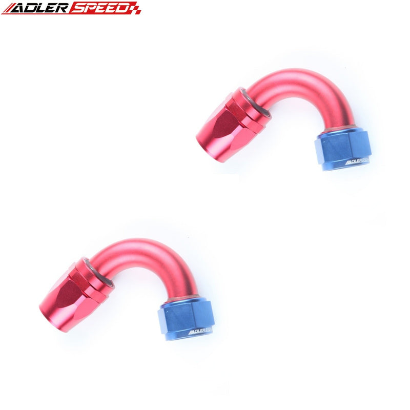 US SHIP ! ADLERSPEED 2PCS -16AN AN16 120 Degree Swivel Fuel Oil Hose End Adapter Red/Blue