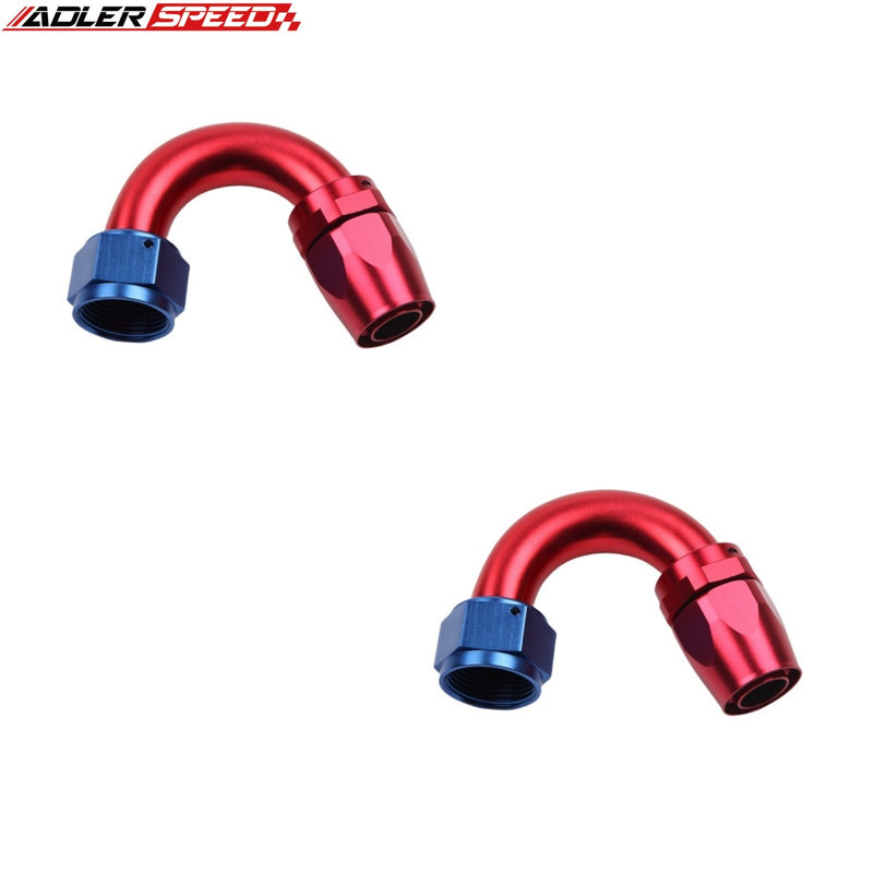 US SHIP ! ADLERSPEED 2PCS -16AN AN16 150 Degree Swivel Aluminum Fuel Hose End Fitting Adapter Red/Blue