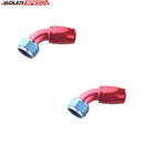 US SHIP ! ADLERSPEED 2PCS 45 Degree AN-16 16AN Swivel Fuel Hose End Fitting Red/Blue