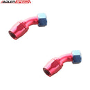 US SHIP !  ADLERSPEED 2PCS -20AN AN20 45 Degree Swivel Fuel Hose End Fitting Adapter Red/Blue