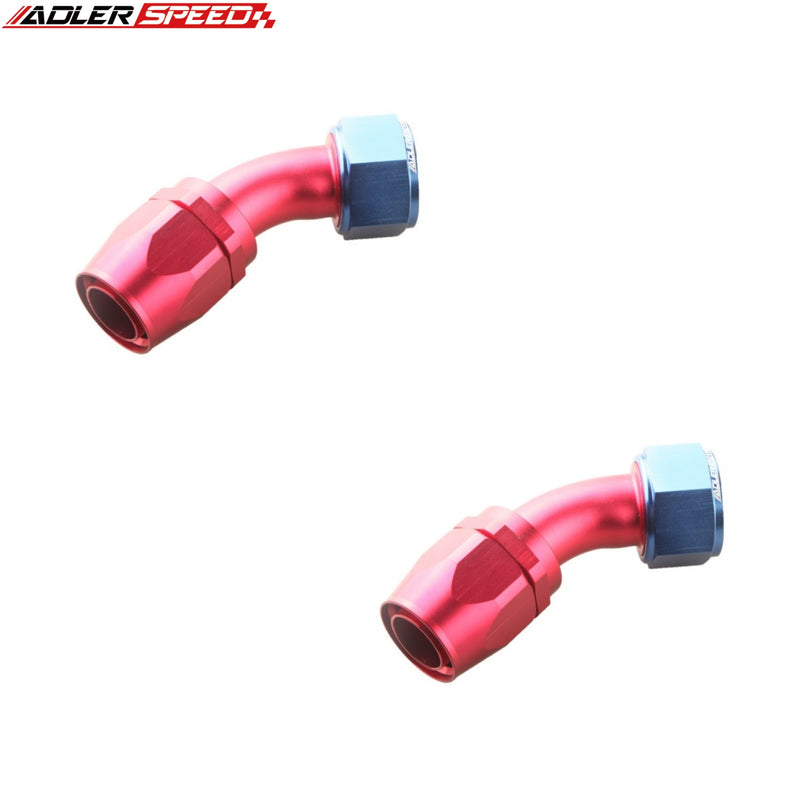 US SHIP !  ADLERSPEED 2PCS -20AN AN20 45 Degree Swivel Fuel Hose End Fitting Adapter Red/Blue