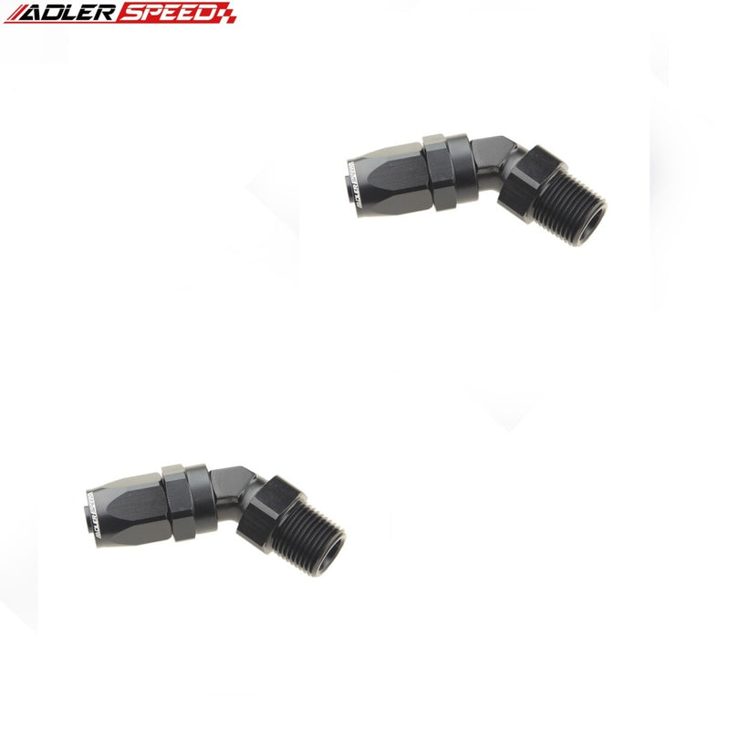 US SHIP ! ADLERSPEED 2pcs -10AN AN10 To 1/2" NPT Swivel Hose End Fuel Fitting Adapter Black