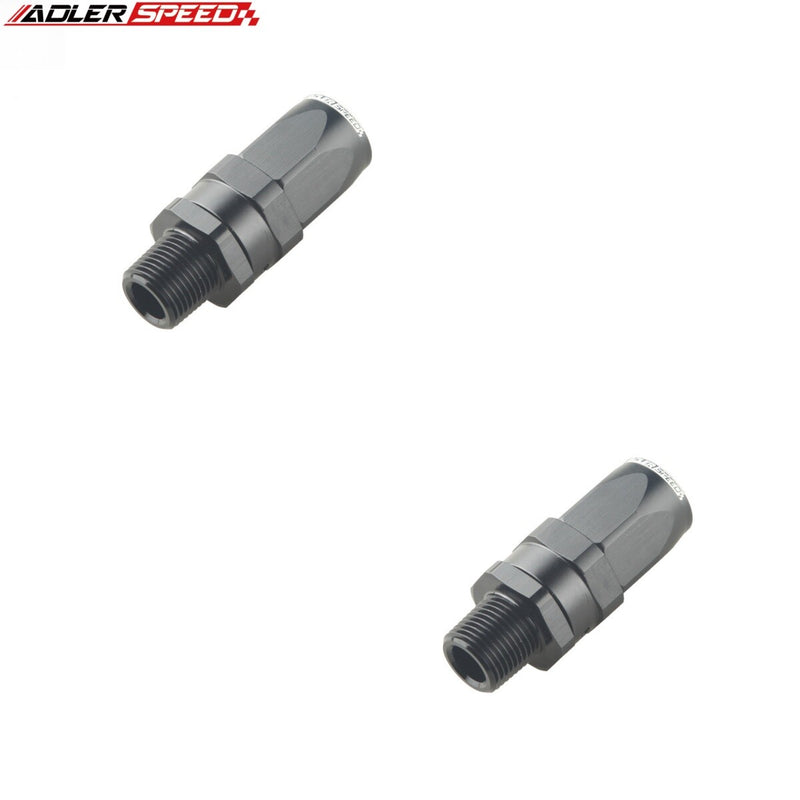 US SHIP !  ADLERSPEED 2PCS -8AN AN8 To 3/8" NPT Straight Hose End Swivel Fuel Fitting Adapter Black