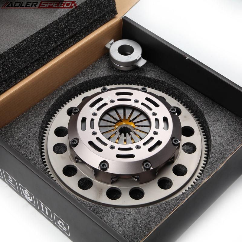 ADLERSPEED Sprung Clutch Twin Disc Kit & Flywheel For 02-06 NISSAN SENTRA SER SPEC-V 2.5L Medium