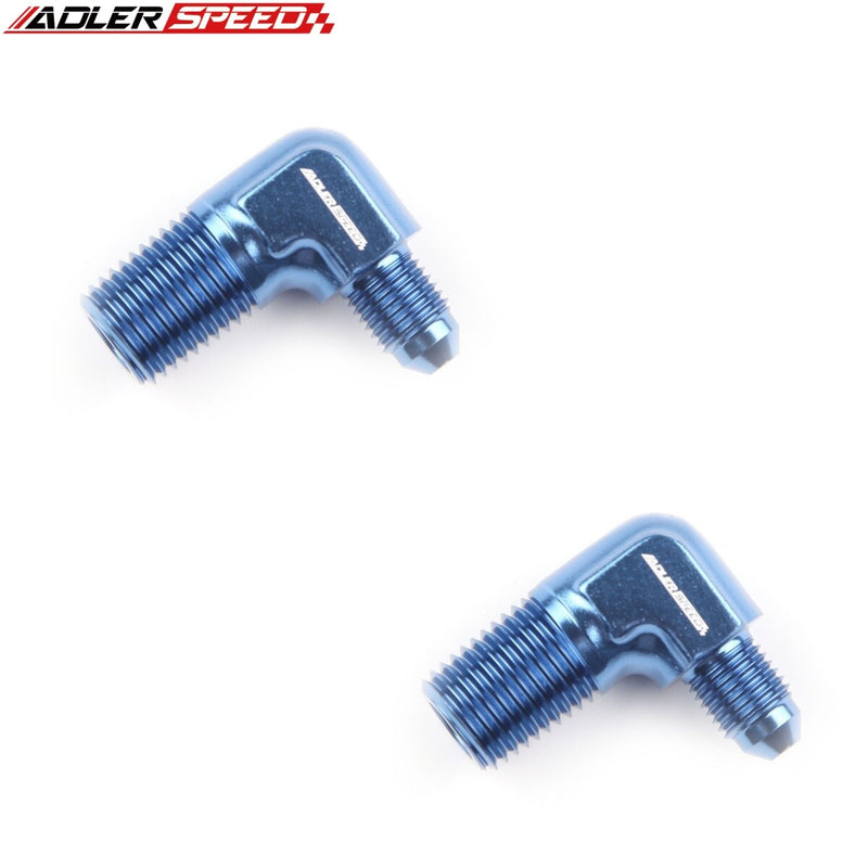 US SHIP ! 2PCS AN3 AN4 AN6 AN8 AN 10 AN12 Male Flare To NPT Hose Fitting 90 Deg Adapter