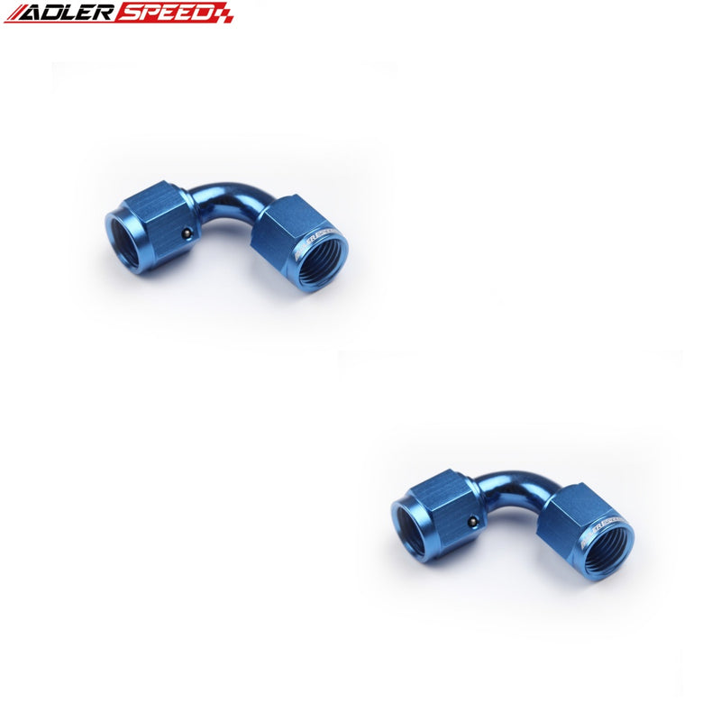 US SHIP ! 2PCS 90 Degree AN3 AN4 AN6 AN8 AN10 Female to Female Aluminum Fuel Fitting Adapter