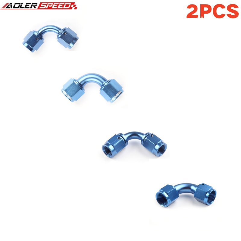 US SHIP ! 2PCS 90 Degree AN3 AN4 AN6 AN8 AN10 Female to Female Aluminum Fuel Fitting Adapter