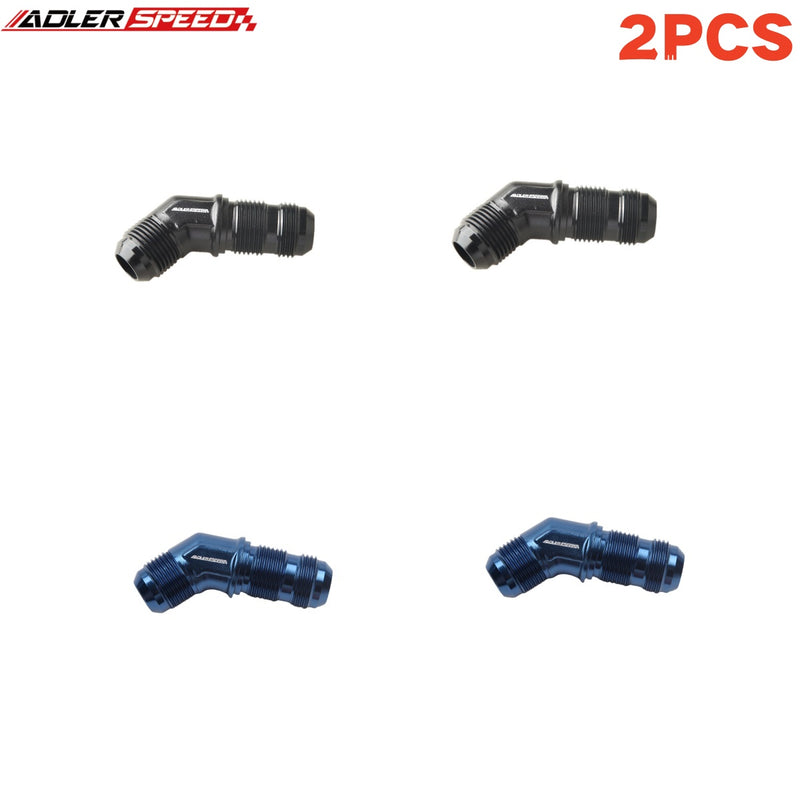 US SHIP !  ADLERSPEED 2PCS 45 Degree -4AN to AN4 Male Bulkhead Aluminum Fuel Oil Fitting Blue