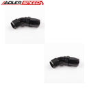US SHIP ! ADLERSPEED 2PCS Aluminum -8AN AN8 45 Degree One Piece Swivel Hose End Fitting Black