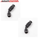 US SHIP ! ADLERSPEED 2PCS 45 Degree -6AN Reusable Swivel PTFE Aluminum Fuel Hose End Fitting Black US