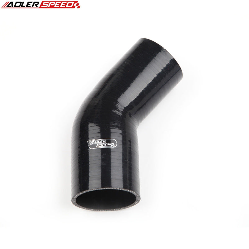 US SHIP ! ADLERSPEED 4Ply 2.5" To 1.75'' Inch ID 45 Degree Turbo Silicone Hose Coupler Pipe Black