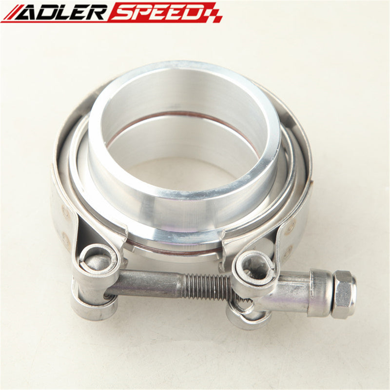 US SHIPPING !  2.25" Aluminum Flanges + Stainless Steel Turbo Exhaust V-Band Clamp Kit