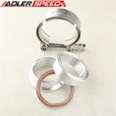 US SHIPPING !  2.25" Aluminum Flanges + Stainless Steel Turbo Exhaust V-Band Clamp Kit