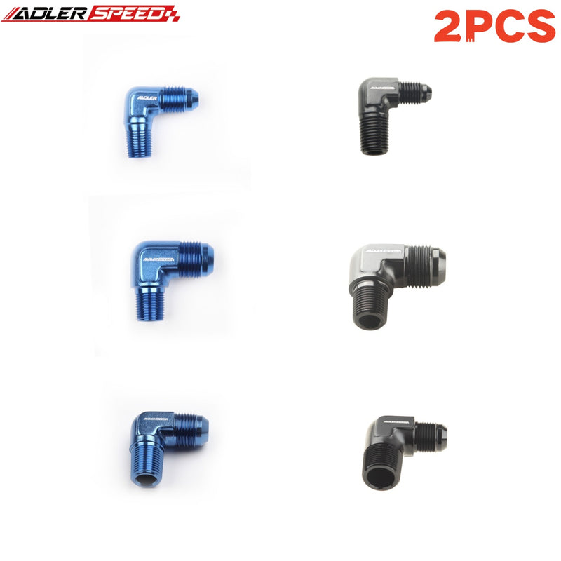 US SHIP ! 2PCS AN3 AN4 AN6 AN8 AN 10 AN12 Male Flare To NPT Hose Fitting 90 Deg Adapter