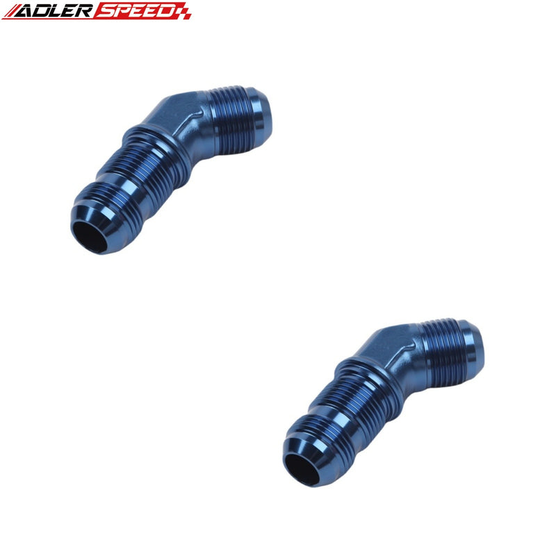 US SHIP !  ADLERSPEED 2PCS 45 Degree -4AN to AN4 Male Bulkhead Aluminum Fuel Oil Fitting Blue