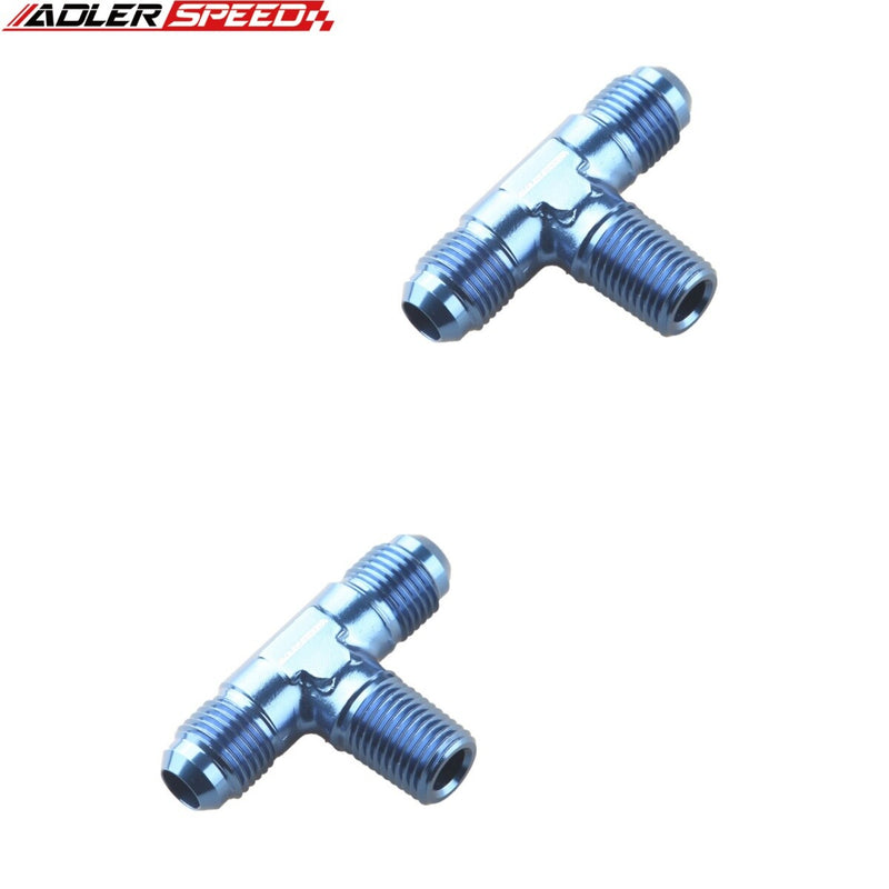 US SHIP ! ADLERSPEED 2PCS 4AN 6AN 8AN Male to 1/8 1/4 3/8'' NPT Tee T-piece Fuel Fitting Adapter