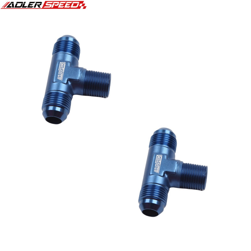 US SHIP ! ADLERSPEED 2PCS 4AN 6AN 8AN Male to 1/8 1/4 3/8'' NPT Tee T-piece Fuel Fitting Adapter