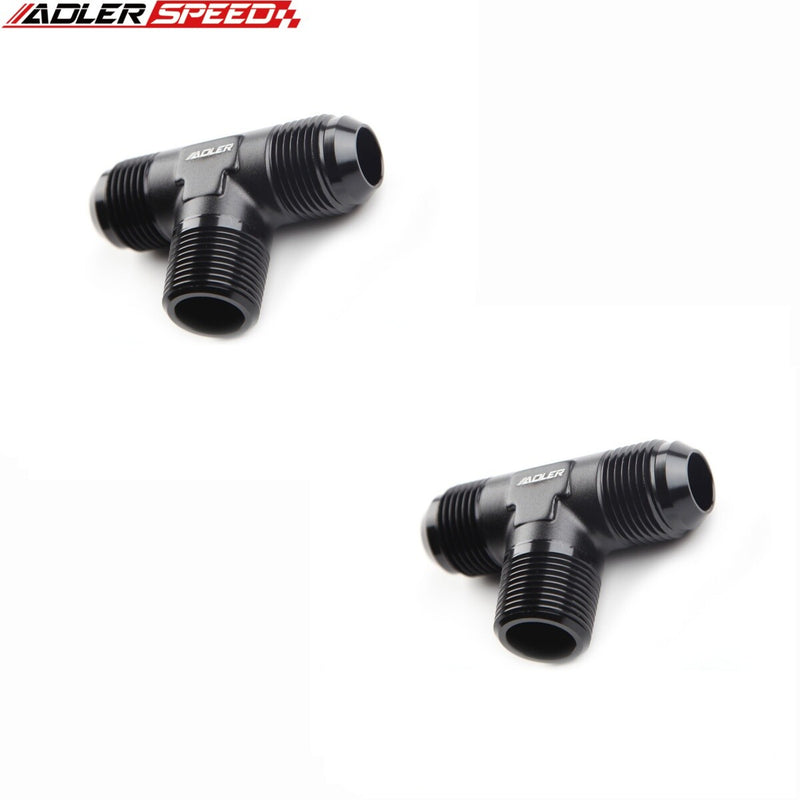 US SHIP ! ADLERSPEED 2PCS 4AN 6AN 8AN Male to 1/8 1/4 3/8'' NPT Tee T-piece Fuel Fitting Adapter