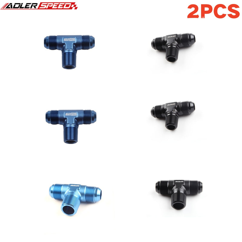 US SHIP ! ADLERSPEED 2PCS 4AN 6AN 8AN Male to 1/8 1/4 3/8'' NPT Tee T-piece Fuel Fitting Adapter