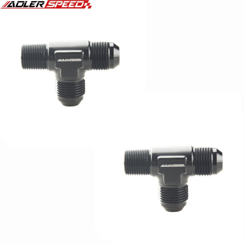 US SHIP ! ADLERSPEED 2PCS -3AN 4AN 6AN 8AN 12AN Male Flare to NPT Tee T-piece Fuel Fitting Adapter