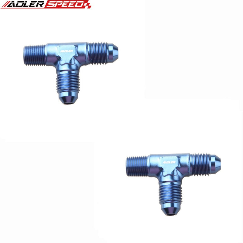 US SHIP ! ADLERSPEED 2PCS -3AN 4AN 6AN 8AN 12AN Male Flare to NPT Tee T-piece Fuel Fitting Adapter