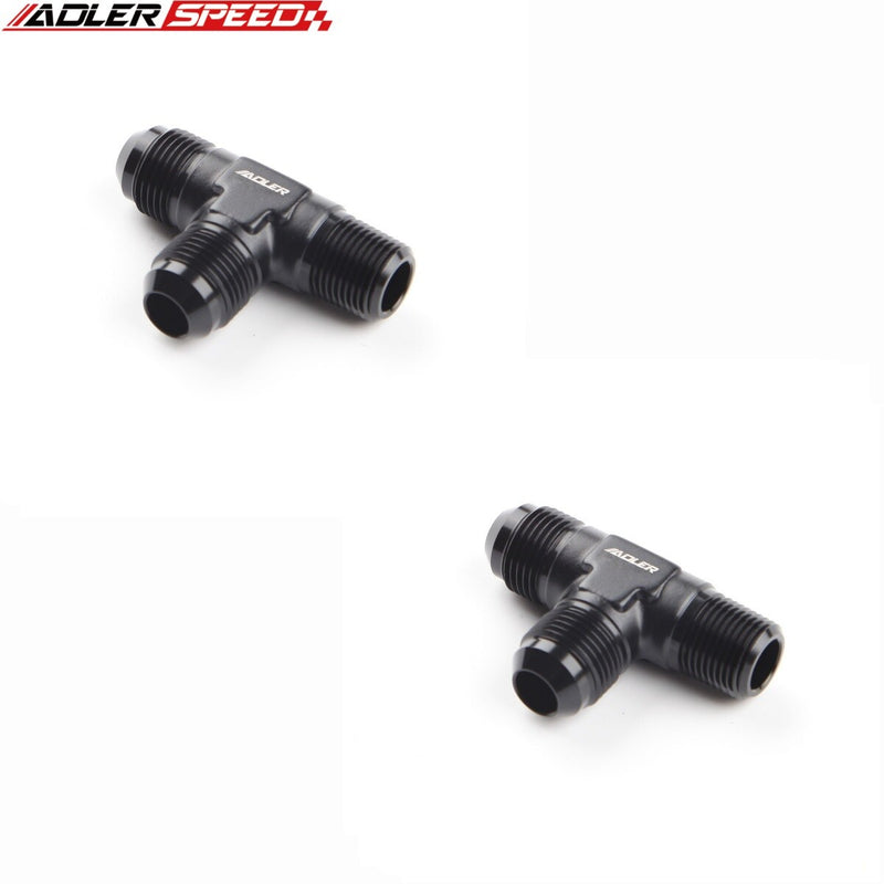 US SHIP ! ADLERSPEED 2PCS -3AN 4AN 6AN 8AN 12AN Male Flare to NPT Tee T-piece Fuel Fitting Adapter