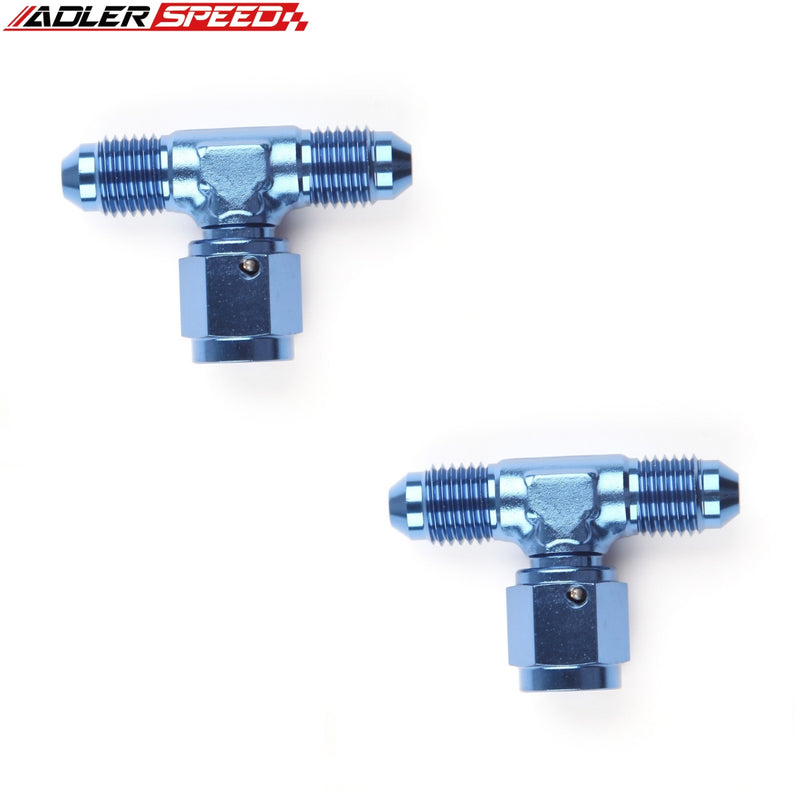 US SHIP ! 2PCS Aluminum AN3 AN4 AN6 8 12 Male To Female Tee Piece Fitting Adapter Blue