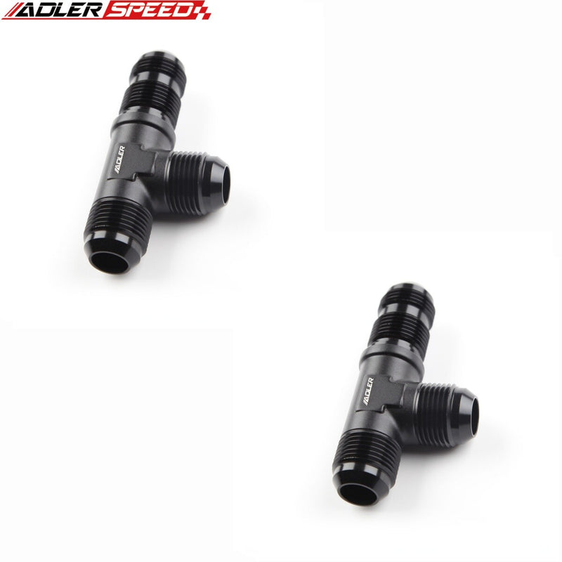US SHIP ! ADLERSPEED 2PCS Aluminum -3AN 4AN 6AN 8AN 12AN Male Bulkhead Tee Piece Fuel Fitting Adapter
