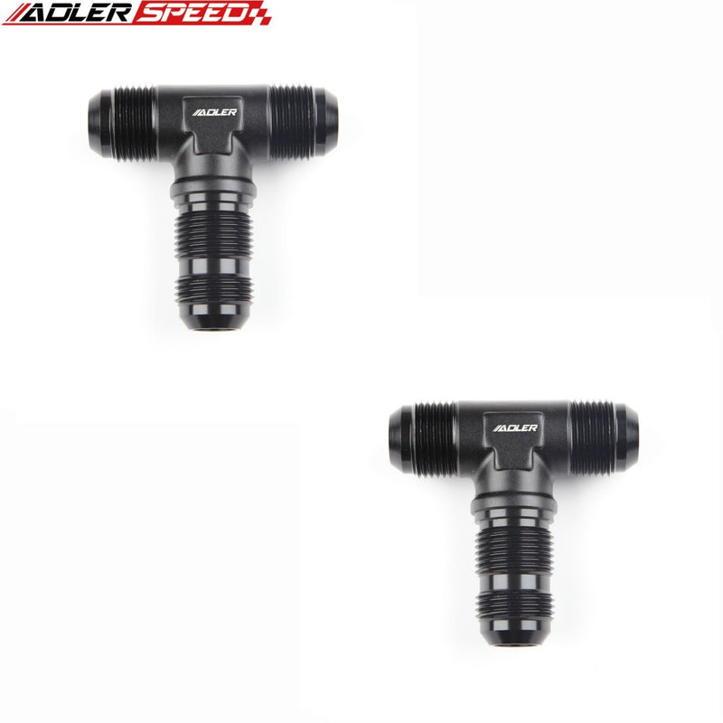 US SHIP ! 2PCS Male Tee Piece AN Bulkhead Adapter Fuel Hose Fittings -3AN 4AN 6AN 8AN 12AN