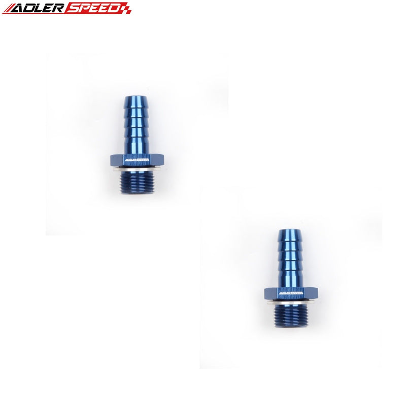 US SHIP ! 2PCS Bosch 044 Fuel Pump Inlet M18 x1.5 To 1/2" (12.7mm) Barb Aluminum Adapter Black/Blue