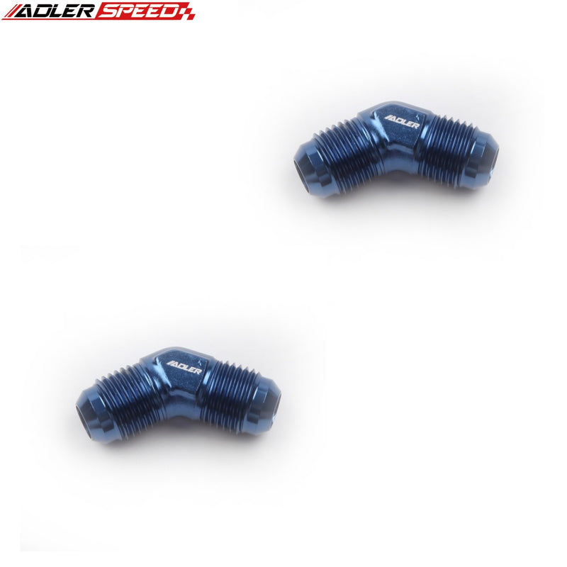 US SHIP ! ADLERSPEED 2PCS AN3 AN4 AN6 AN8 AN10 12 45 Degree Aluminum Male to Male Fitting Adapter