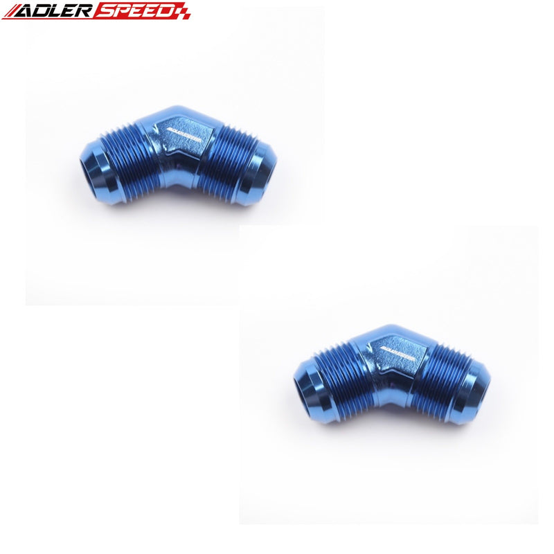 US SHIP ! ADLERSPEED 2PCS AN3 AN4 AN6 AN8 AN10 12 45 Degree Aluminum Male to Male Fitting Adapter