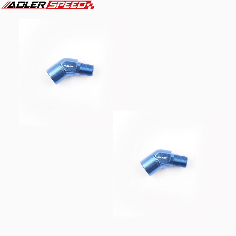 US SHIP ！ ADLERSPEED 2PCS 1/8'' 1/4'' 1/2'' NPT 45 Degree Male to Female Fuel Fitting Adapter