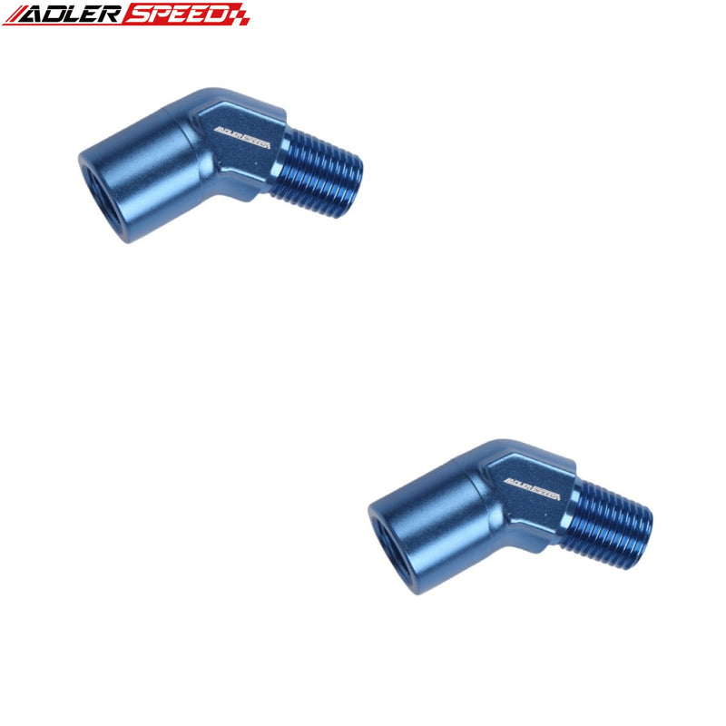 US SHIP ！ ADLERSPEED 2PCS 1/8'' 1/4'' 1/2'' NPT 45 Degree Male to Female Fuel Fitting Adapter