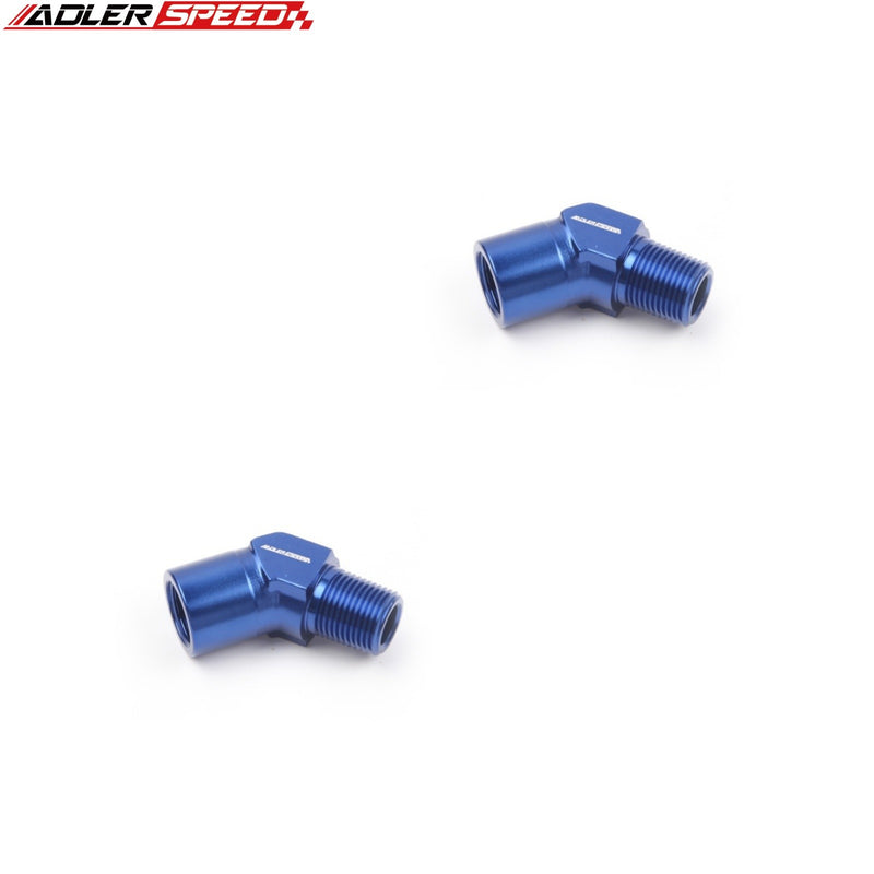 US SHIP ！ ADLERSPEED 2PCS 1/8'' 1/4'' 1/2'' NPT 45 Degree Male to Female Fuel Fitting Adapter