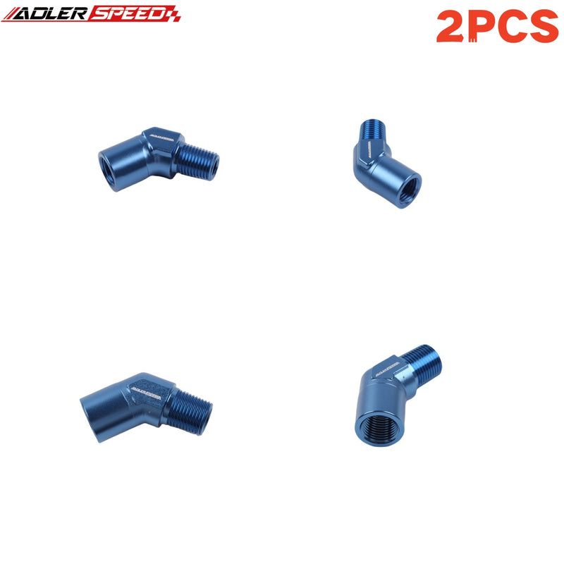 US SHIP ！ ADLERSPEED 2PCS 1/8'' 1/4'' 1/2'' NPT 45 Degree Male to Female Fuel Fitting Adapter