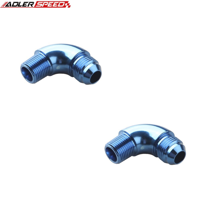 US SHIP ! ADLERSPEED 2PCS AN4/6/8 Male To 1/8'' 1/4'' 3/8'' NPT 45/90 Degree Full Flow Adapter Fitting