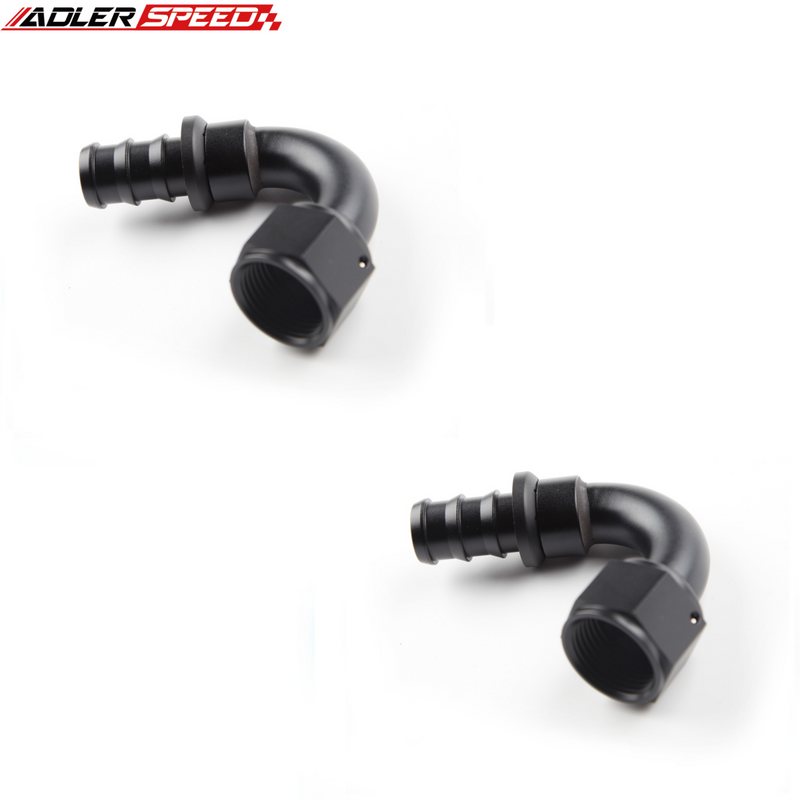 US SHIP ! 2PCS 120 /150 /180 Degree Push on Lock Hose End Fitting - 4AN 6AN 8AN 10AN 12AN US