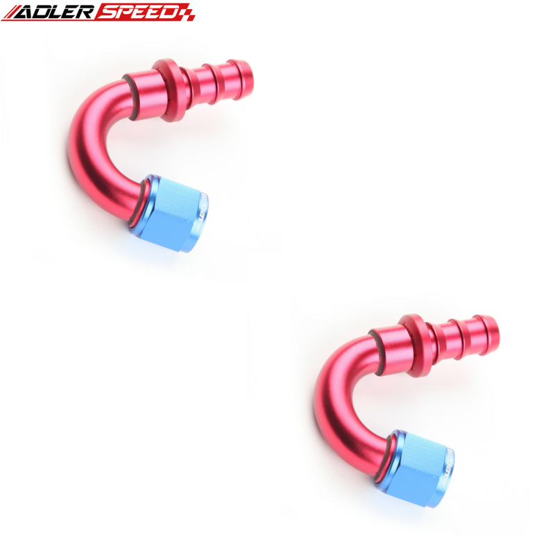 US SHIP ! 2PCS 120 /150 /180 Degree Push on Lock Hose End Fitting - 4AN 6AN 8AN 10AN 12AN US