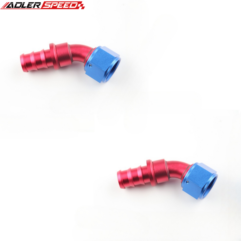 US SHIP ! ADLERSPEED 2PCS 16AN AN-16 45 Degree Push-on Hose End Fuel Fitting Adapter Red/Blue