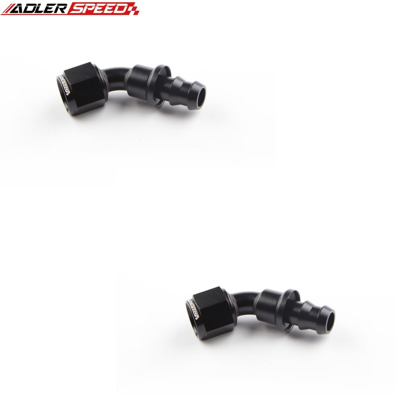 US SHIP ! ADLERSPEED 2pc 45/90 Degree -4AN 6AN 8AN 10AN 12AN Push on Hose End Fuel Fitting Adapter